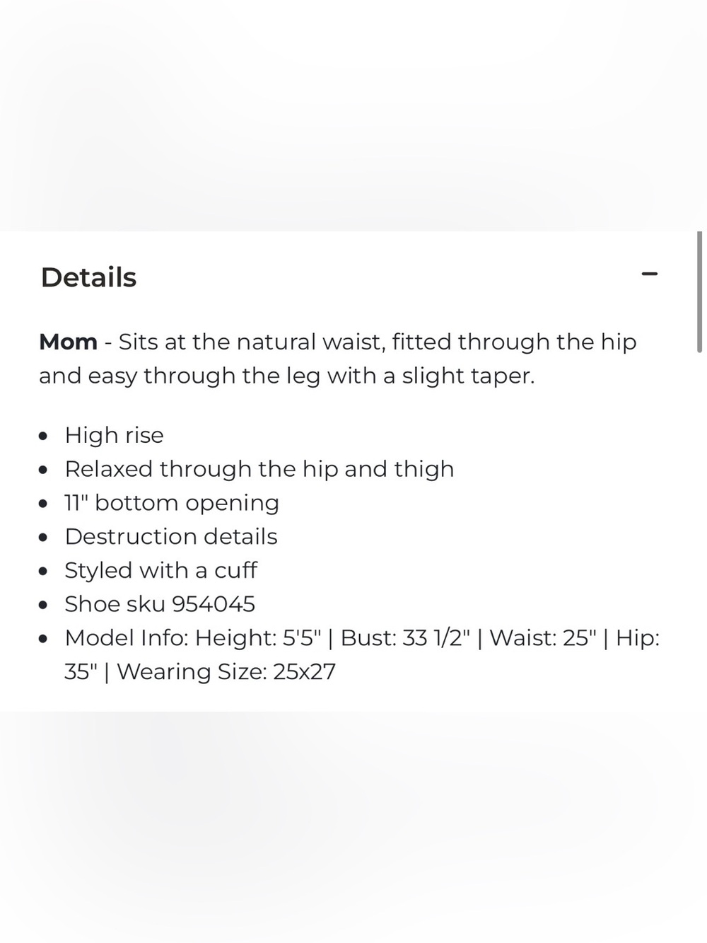 Willow & Roots High Rise Mom Fit Stretch Jean (34”) - Picture 7 of 7